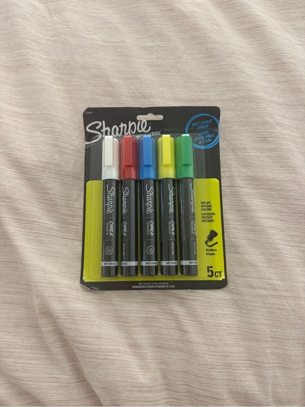 Sharpie Wet Erase Chalk Markers 5-Pack - White, Red, Blue, Yellow, Green